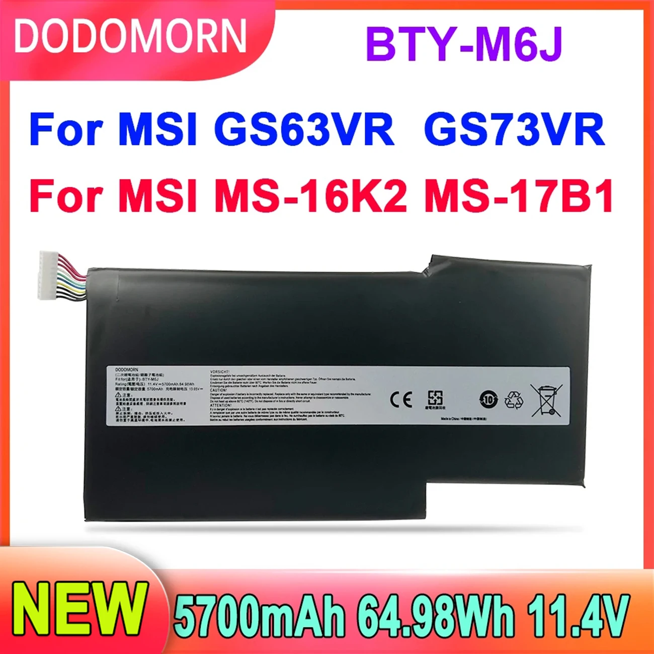 Bty-M6J Batteria Del Computer Portatile Per Msi Gs63Vr Gs73Vr Muslimate Bp-16K1-31 Tablet Pc Ms-17B1 Ms-16K2