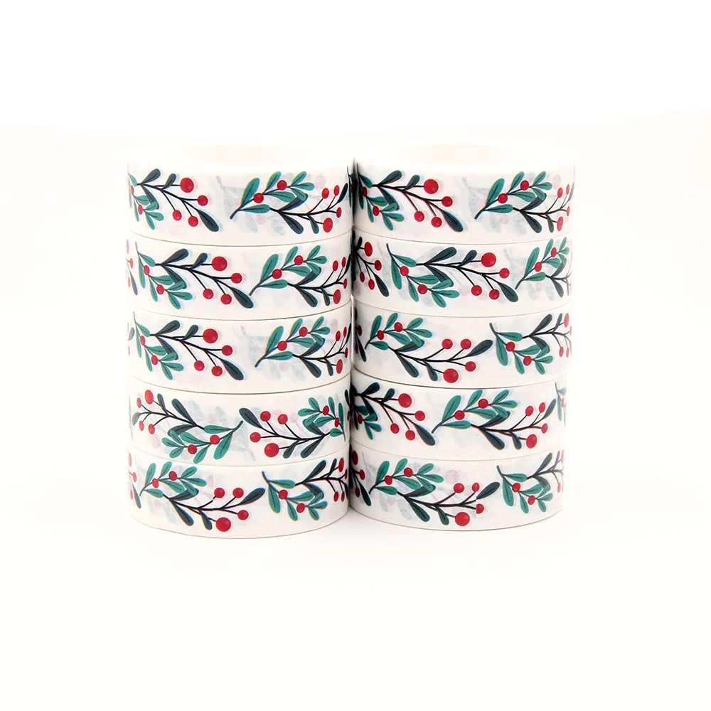 15mm x 10m Christmas Flowers Washi Tape Scrapbook Paper Masking Adhesive Merry Christmas Washi Tape 1PC