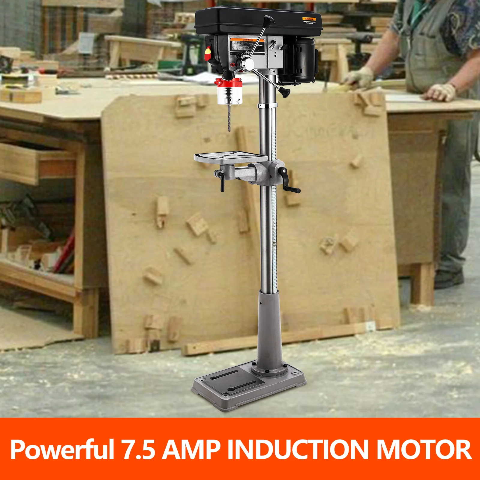 13-inch Floor Drill Press with Variable Speed and Tilting Worktable for Wood Metal Drilling 6