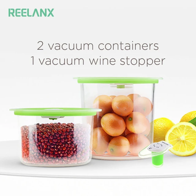 Reelanx Vacuum Containers Wine Stopper for Keeping Food Wine Fresh