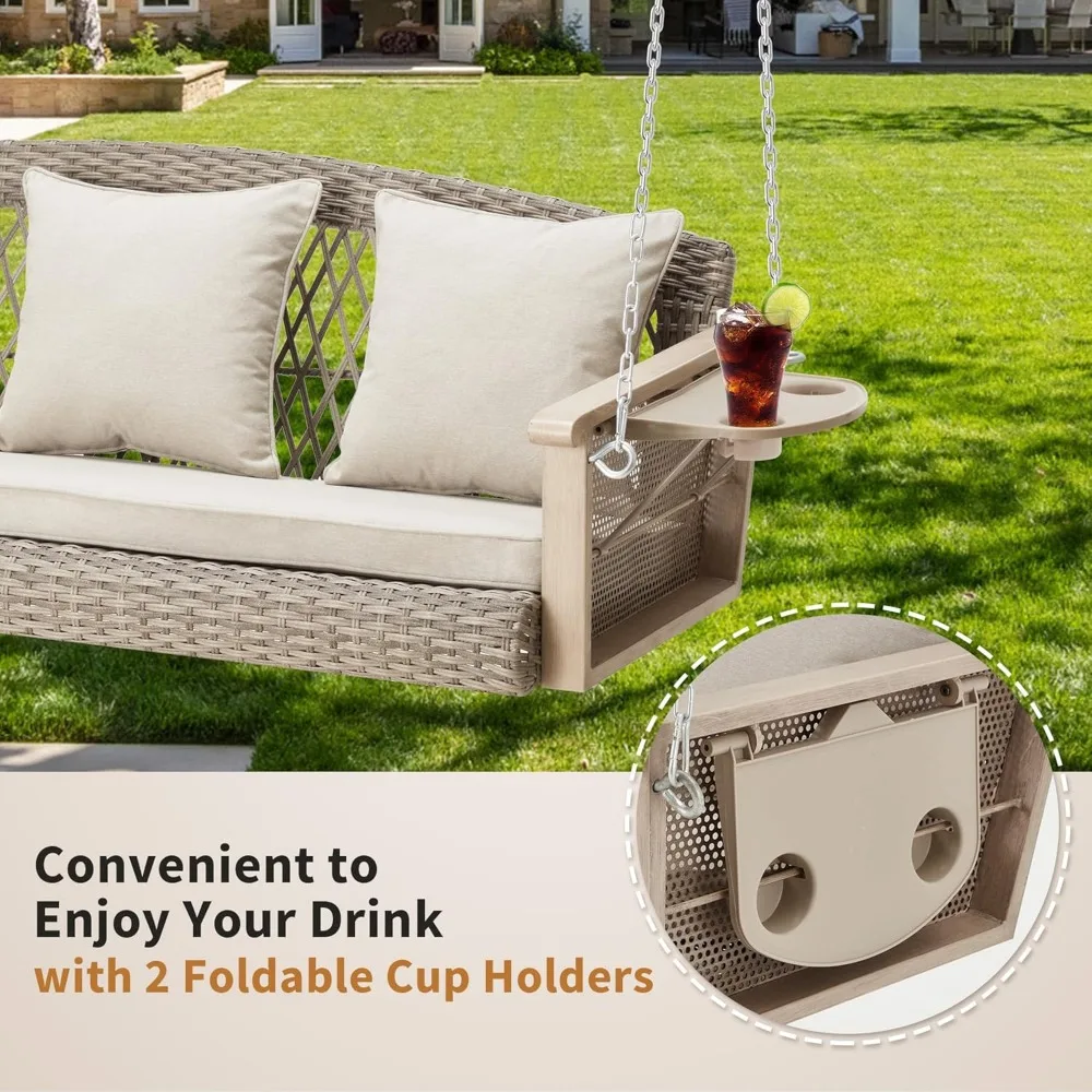 3-Person Wicker Porch Swing 6