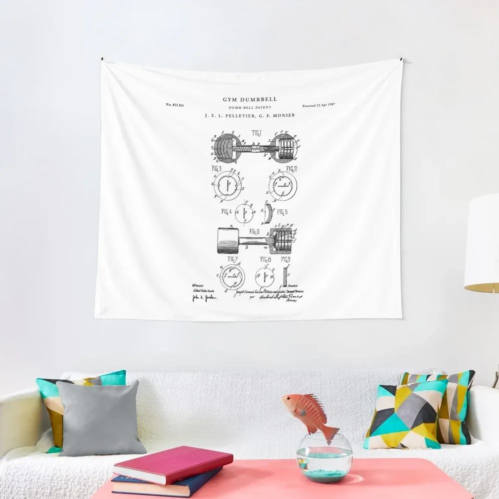

Gym Dubbell Patent Tapestry Mushroom Decor For Room Decoration Room Tapestry