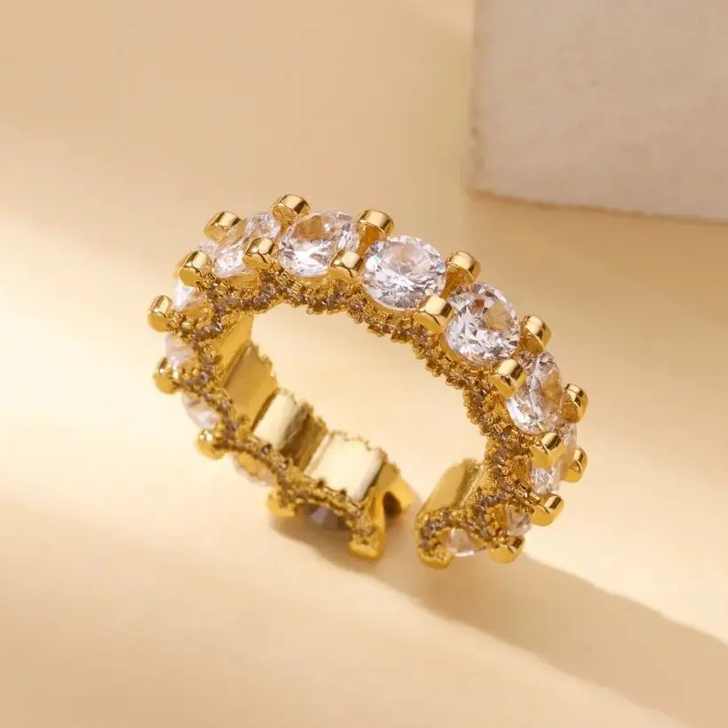 Cubic Zirconic Open Rings Gold Color Wedding Ring
