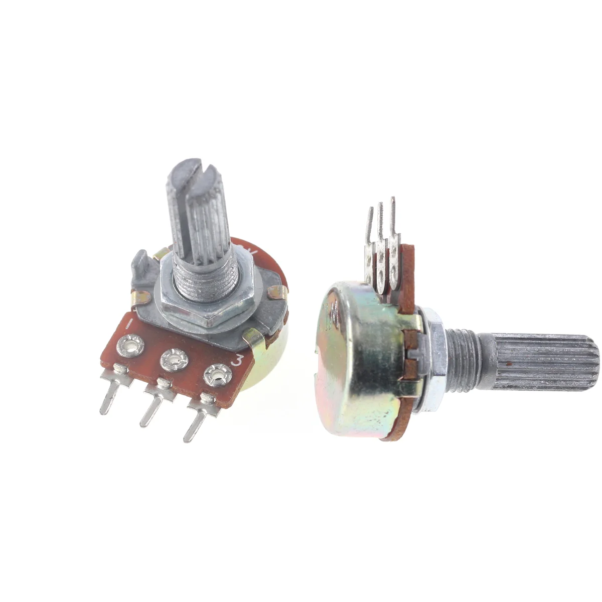 10pcs WH148 B1K B2K B5K B10K B20K B50K B100K B500K 3Pin 20mm Shaft Amplifier Dual Stereo Potentiometer 1K 2K 5K 10K 50K 100K 1M