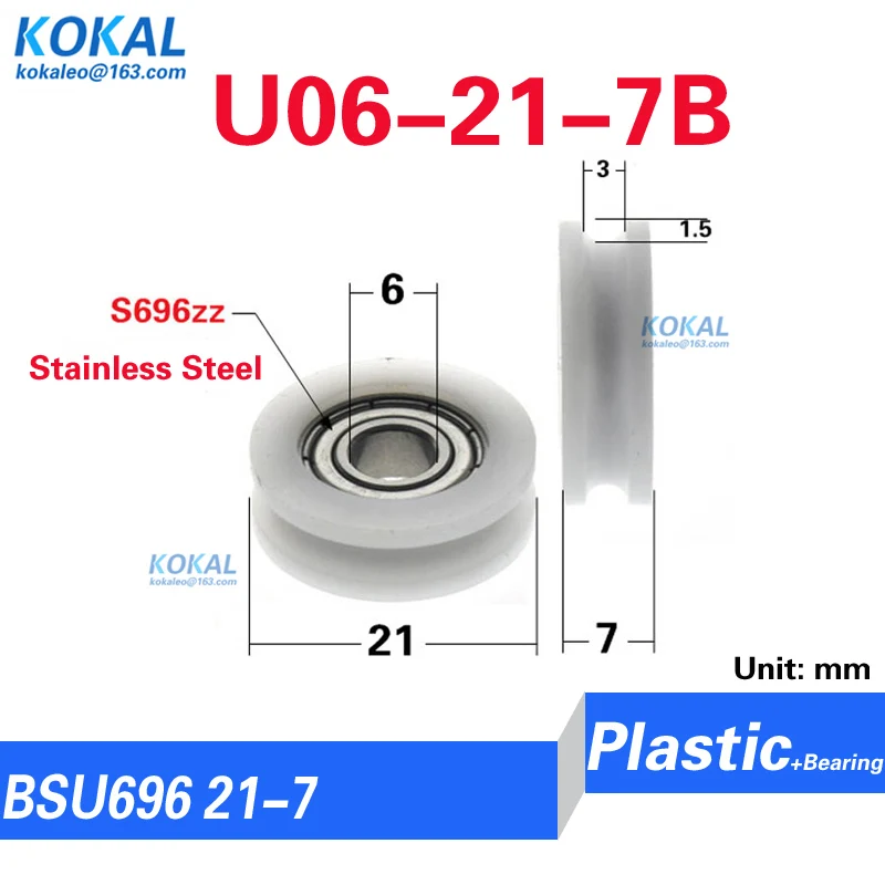 4 Cuscinetti A Sfera 6x32x10mm - Per Guide Scorrevoli, Mobili, Porte, In POM E Acciaio - Foto 5