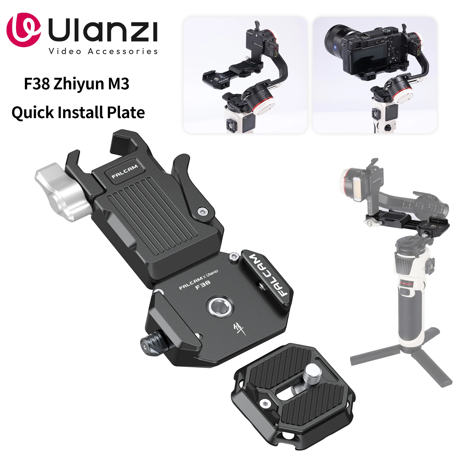 Ulanzi Falcam F38 퀵 릴리스 플레이트, ZhiYun M3 DSLR 카메라 안정기 짐벌 액세서리