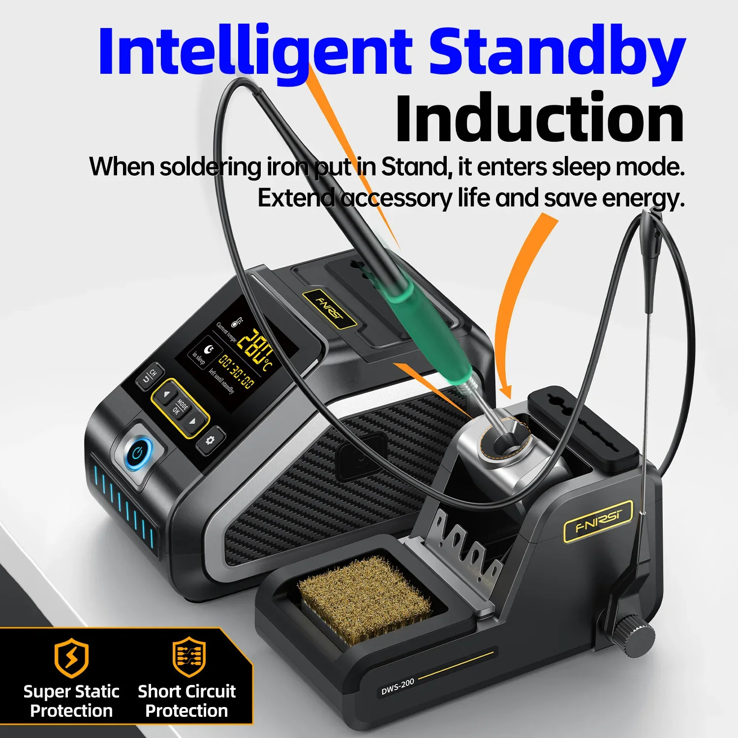 FNIRSI DWS-200 200W Power Soldering Iron Station Ideal for Electronic Welding with C210 Solder Iron Handle soldering station 6