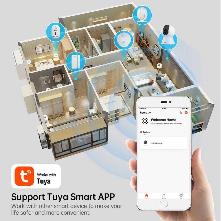 KERUI 4K 8MP Tuya Smart Mini WiFi IP Camera With Bracket Indoor Wireless Home Security AI Human Detect CCTV Surveillance Camera 3