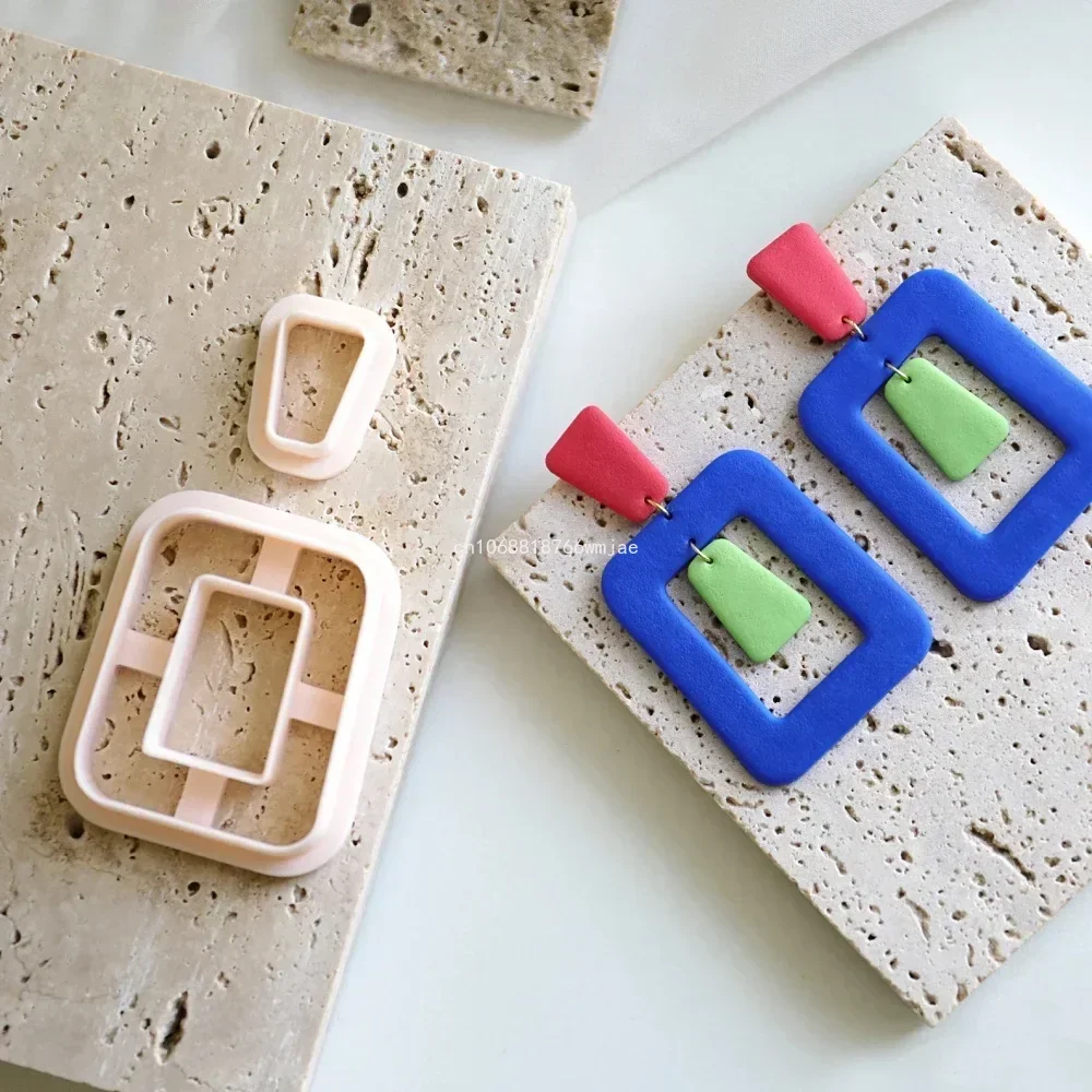 Polymer Clay Earring Cutters 2 Pcs Set Basic Shape 3D Printed Geometric Handmade Clay Embossing Mold Jewelry Pendant Making Tool polymer clay cutter