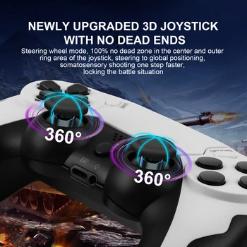 GAMINJA Wireless Controller Dual Vibration Game Joystick Gamepd For PS4 PS3 Console PC Gamepad with 6-axis Gyros 3