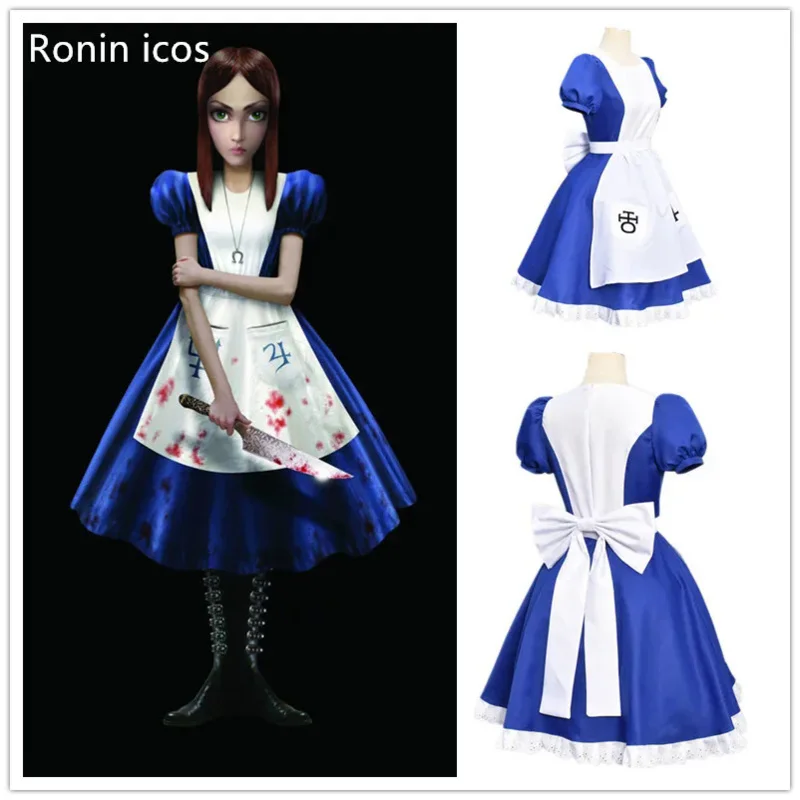 

Game Alice Madness Returns Cosplay Costume Princess Dress Maid Dress Made Halloween Party Costume