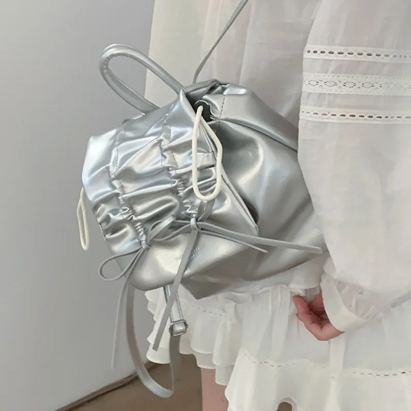 

MBTI Pleated Womens Backpacks Exquisite Bow New Fashion Korean Fashion Student Backpack Small Casual Original Female Female Bag