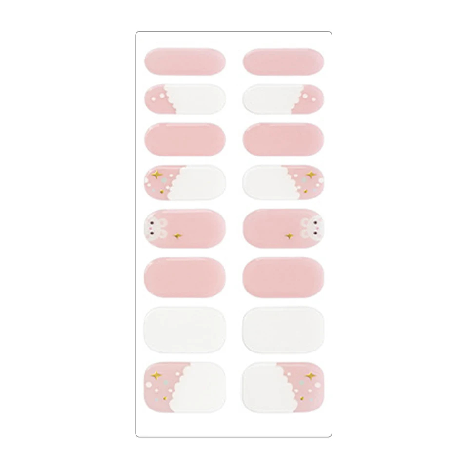 16Pcs Long Lasting Gel Nail Strips for DIY