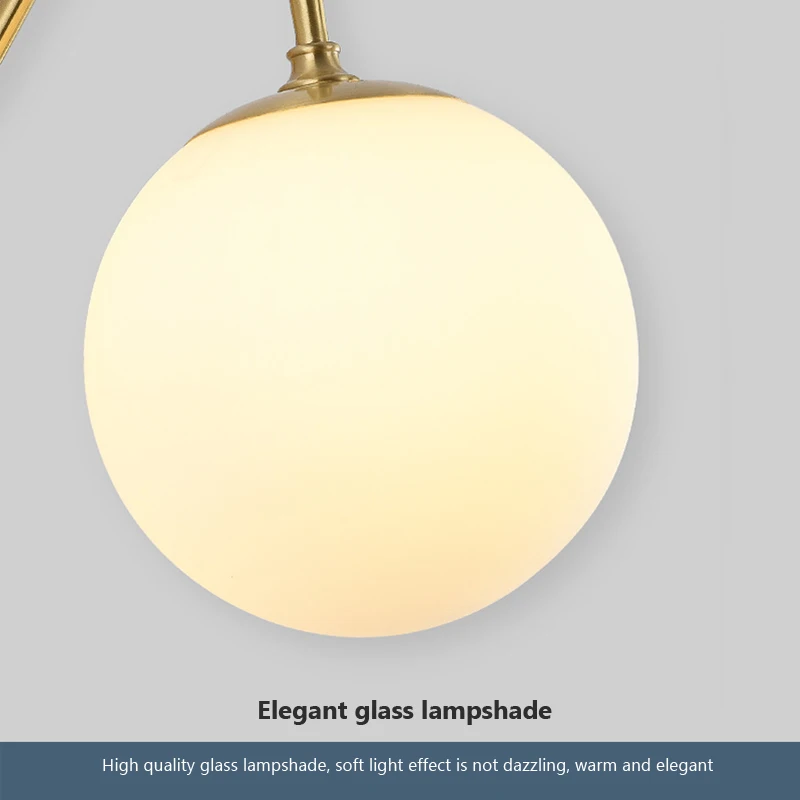 Led Wall Lamp Wall Sconces Light Wall Lamp Nordic Golden Wall Lights With Milky/Clear Special Glass Round Ball Bedside Lights