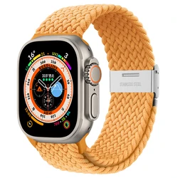 Braided Nylon Solo Loop Watch Band Strap - Snap Bracelet Design - 42mm 44mm 45mm 49mm (Maize)