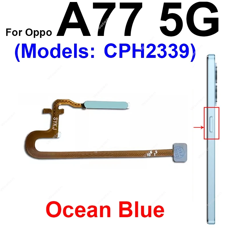 For OPPO A72 A74 A76 A77 A77S 4G 5G Power Button Fingerprint Flex Cable ...