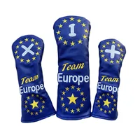 Golf Wood Head Cover Blue Europe Star Golf Fairway Woods Fw UT Set Protection Golf Clubs Accessories Golf Driver Headcover 1