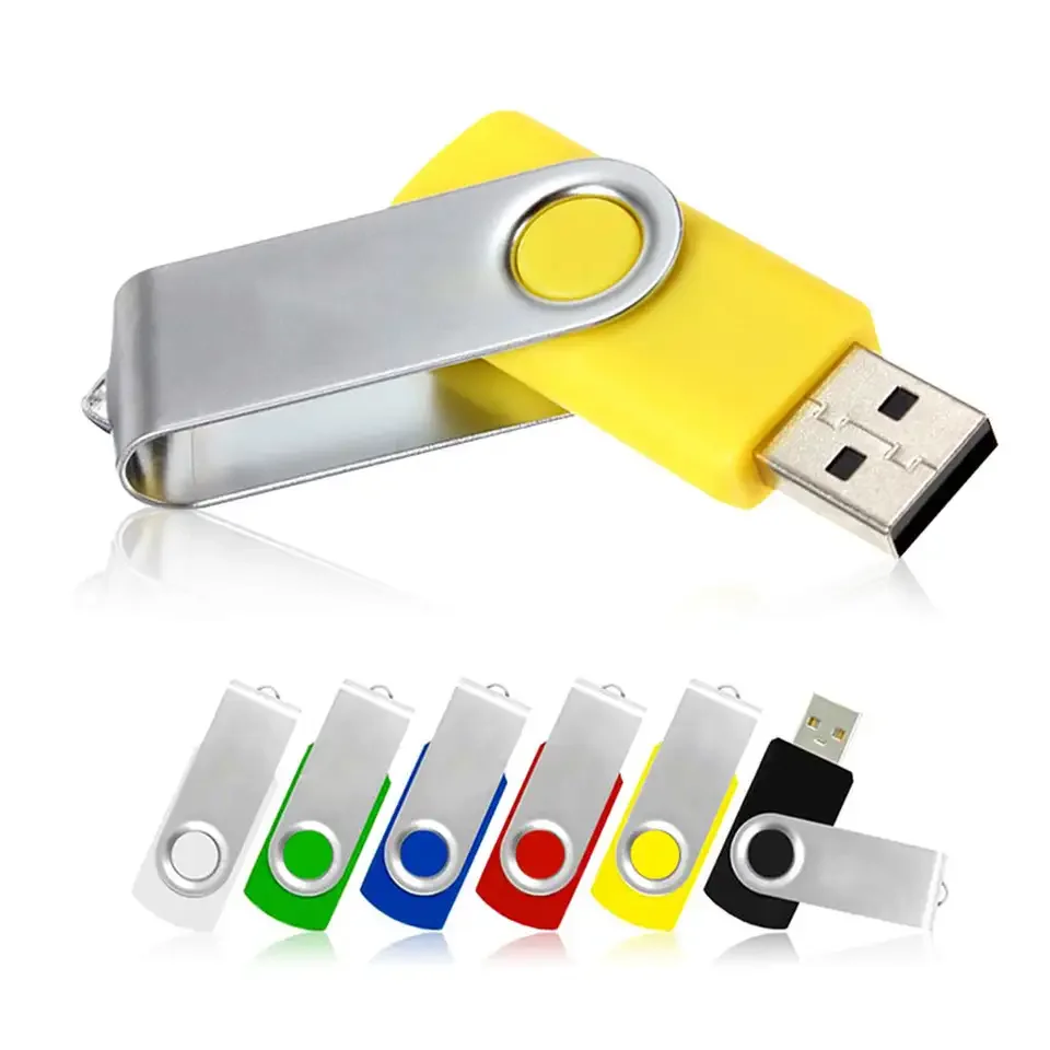 USB 2.0 플래시 스틱 펜 드라이브 스토리지 USB 드라이브, 금속 로터리 클램프, 4GB, 8GB, 16GB, 32GB, 64GB, 128GB, 100 개/로트