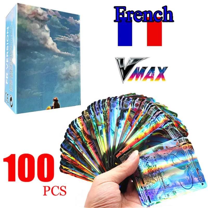 

Pokemon Cards Vstar Vmax GX TAG TEAM MEGA French Letter with Rainbow Arceus Shiny Charizard Kids Gift Cartas Pokémon Francaise