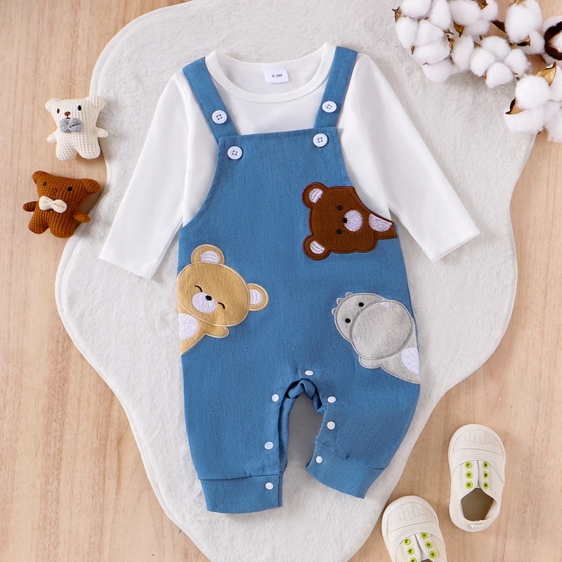Baby Animal Embroidery Outfit Set 3