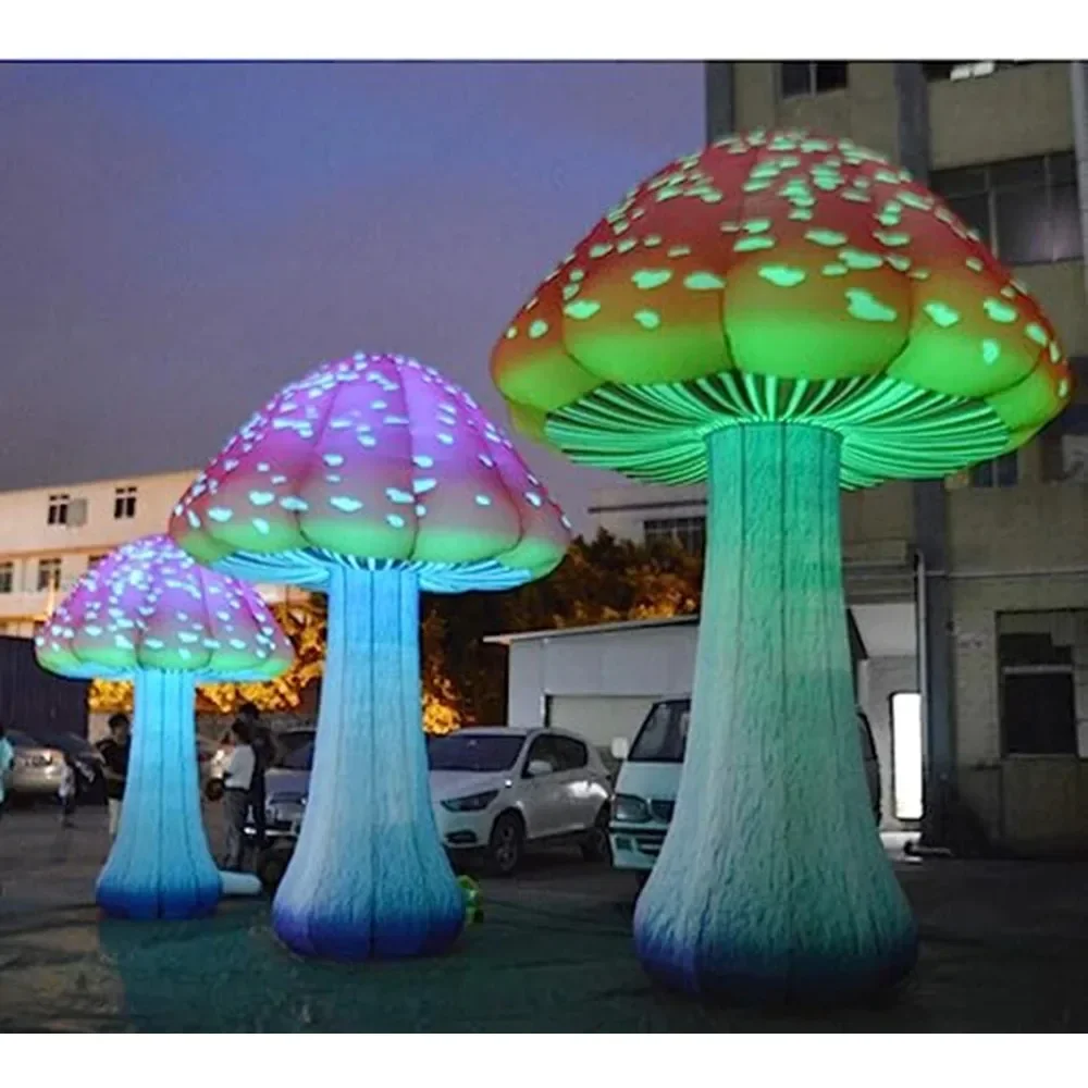 

Free Standing Giant Led Inflatable Mushroom Straight Crooked Plant Model Outdoor Party Decoration with Full Prints Material