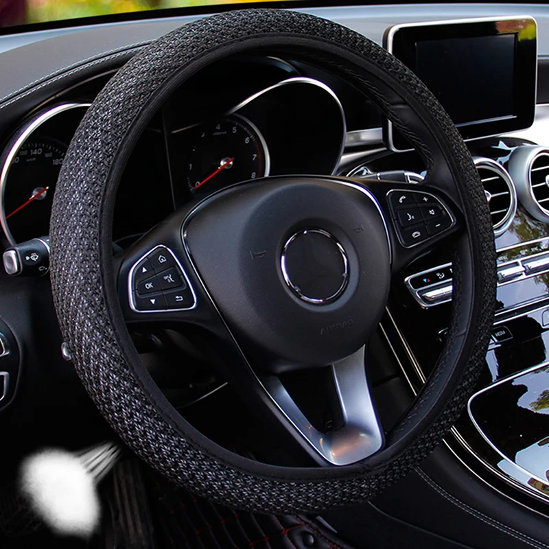 

Car Steering Wheel Cover Skidproof 38cm Durable Fabric Elastic Steering Wheel Cover Car Wheel Protector Auto Interior Accessorie