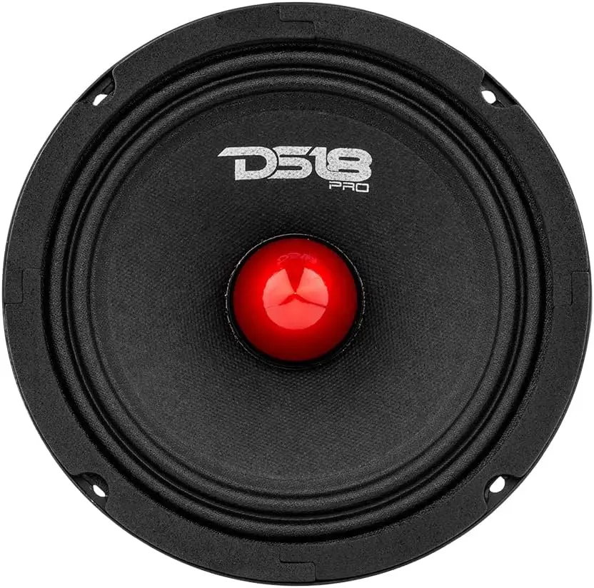 PRO-GM6B 6.5' Midrange Speaker, 480W Max, 140W RMS, 8 Ohms, Red Bullet-Premium Car Door Speaker