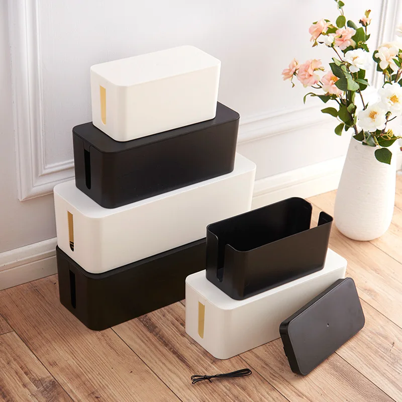 Plastic Wire Storage Box Power Cord Storage Box Junction Box Cable Organizer Home Storage Supplies 3 Sizes