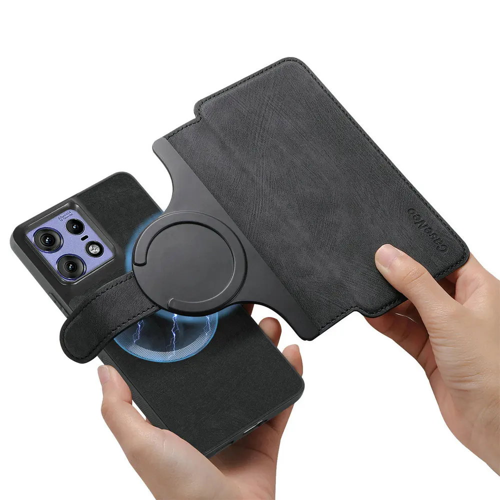 Leather Flip Wallet Case for Motorola Edge - 2-in-1 Detachable Design