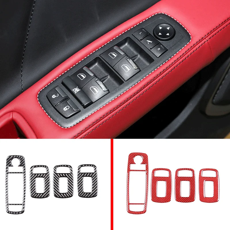 Per 2014-2022 Maserati Ghibli Soft Fibra Di Carbonio Car Styling Car Glass Lift Switch Button Frame Sticker Accessori Interni Auto