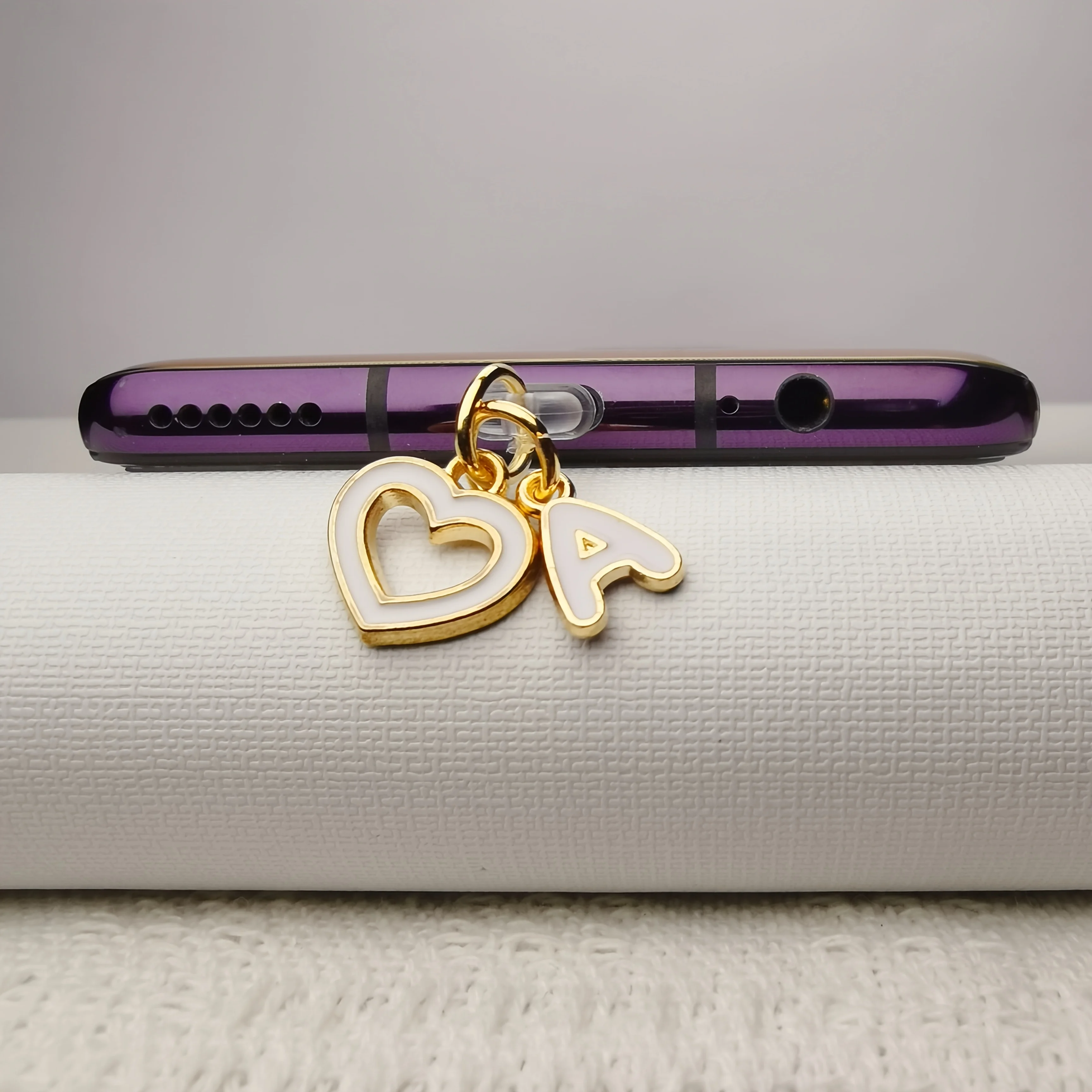 Heart-Shaped Alphabet Phone Dust Plug & Charm Set for Personalized Decoration