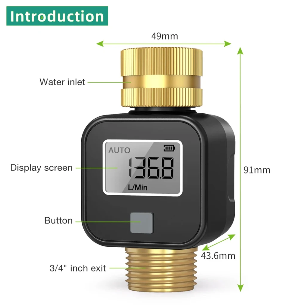 Digital Water Flow Meter High Accuracy Waterproof Electronic Flowmeter for Outdo
