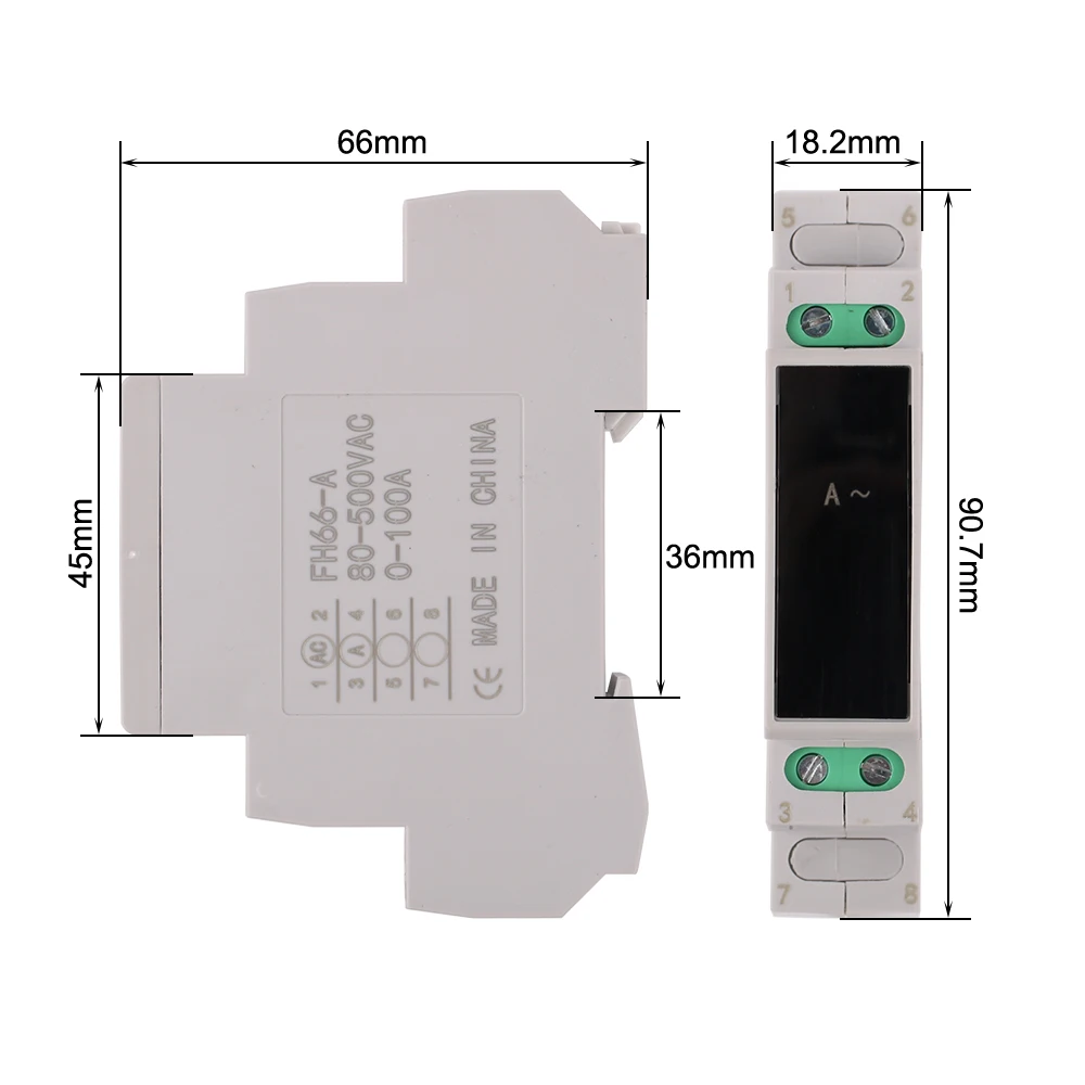 Din Rail Mount Voltage and Current LED Digital Display Meter