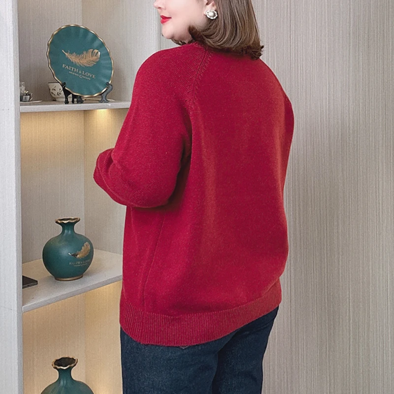 3XL 4XL PLUS SIZE WEomen's  Sweater Autumn Winter Soft Jacquard Loose Warm Pullover O-Neck Jumpers 8326