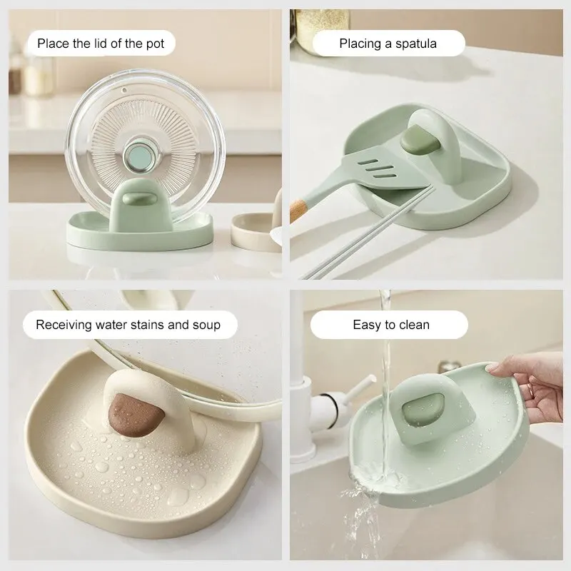 Kitchen Organizer Multifunctional Plastic Kitchen Countertop Storage Rack Household Soup Spoon Pot Cover Storage Rack 1pc