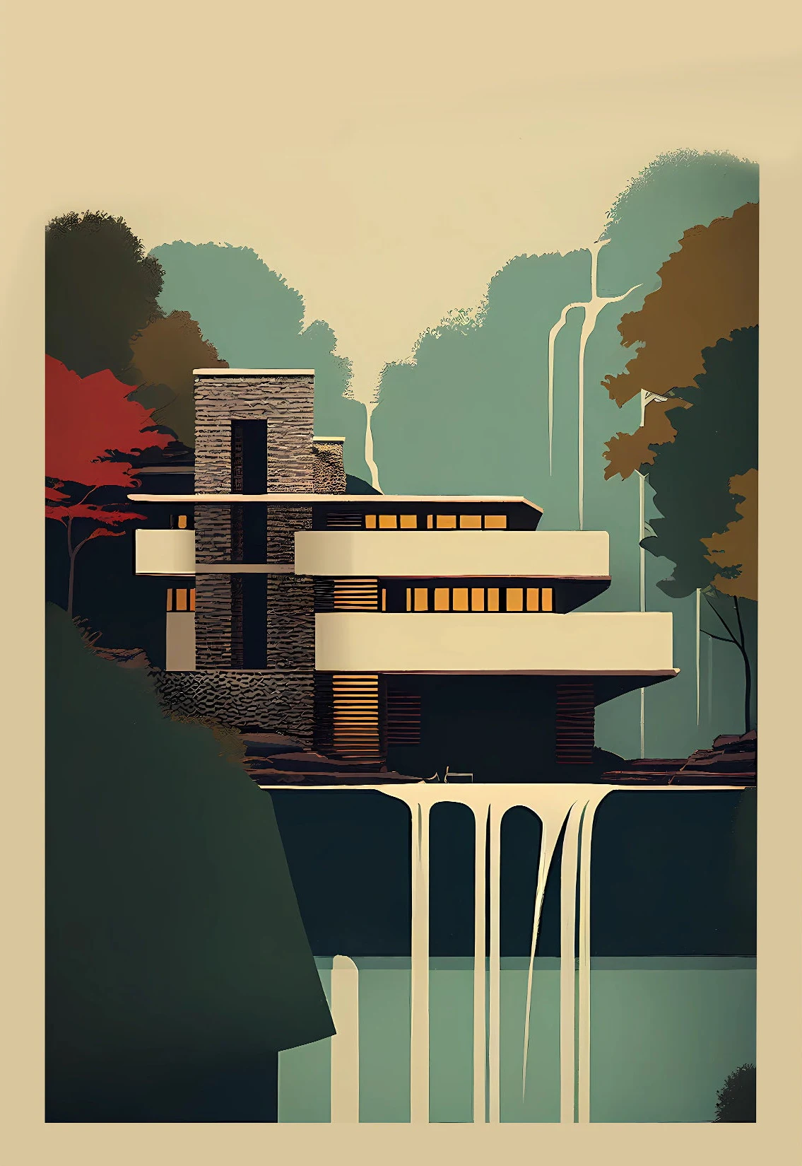 Minimalist Bauhaus Architecture Abstract Canvas Art