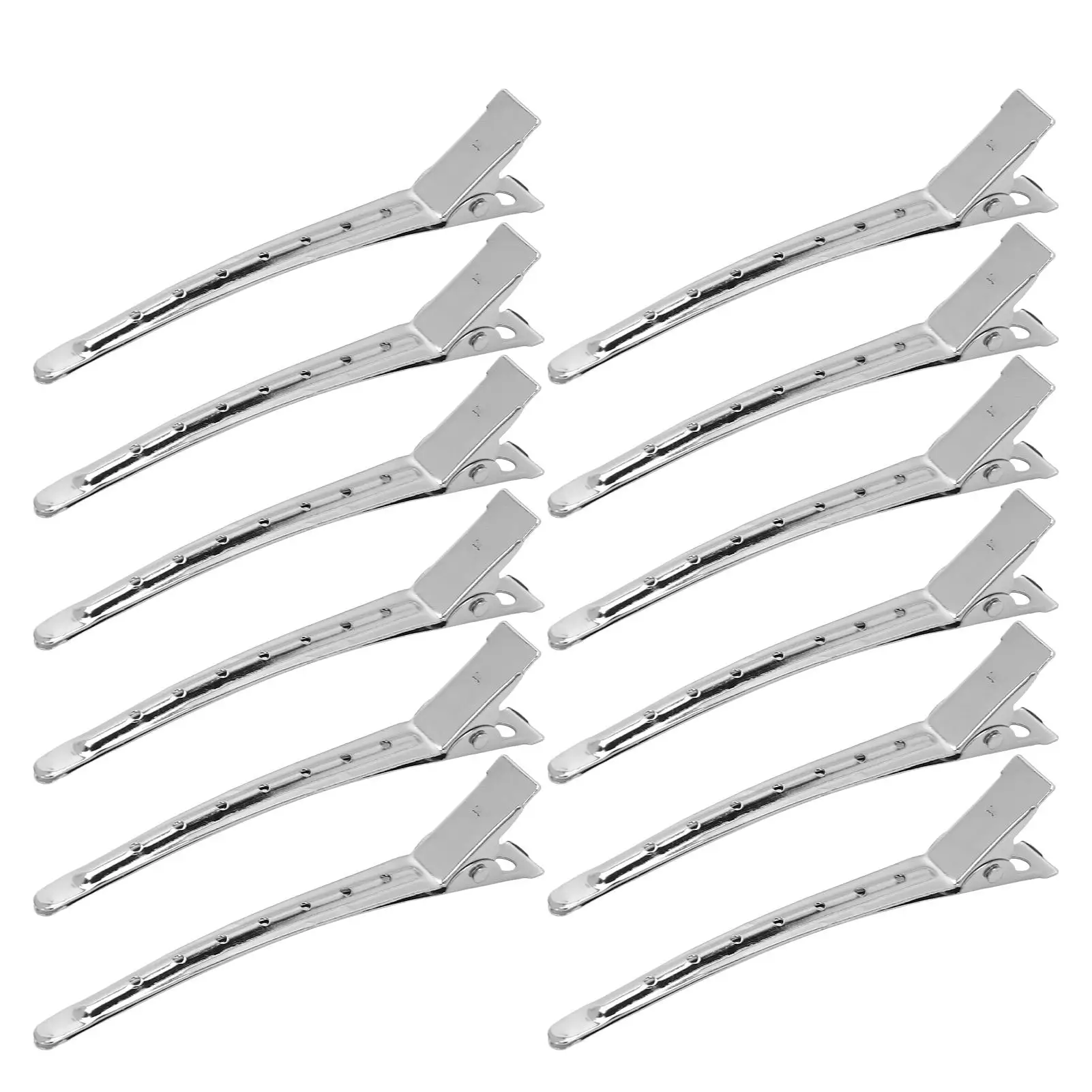 12pcs Professional Stainless Steel Duckbill Hair Clips - Portable Salon Hair Sectioning Tool