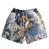 Summer New Men's Shorts Rose Design Casual Shorts Street Hip Hop Fitness Quick Dry Mesh Fabric Breathable Embroidered Shorts 6