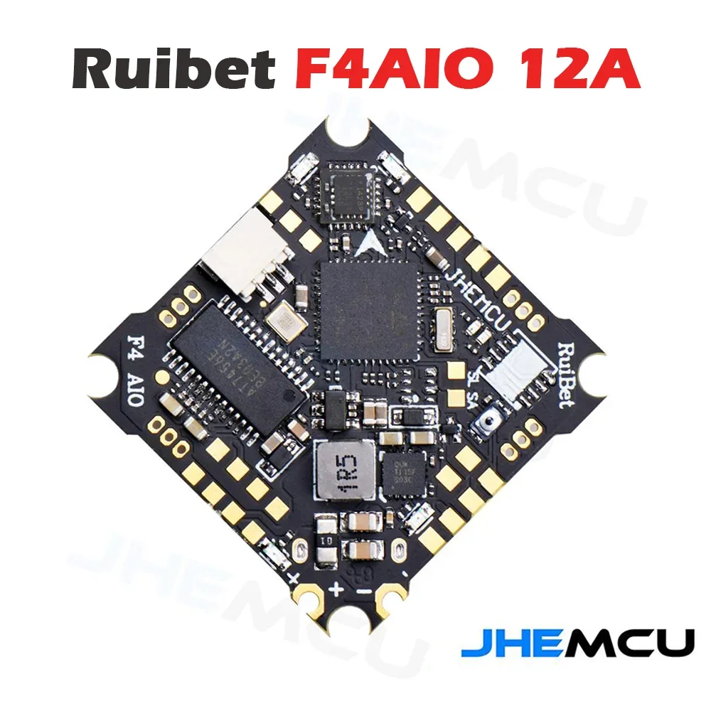 

JHEMCU Ruibet F4AIO 12A F411 Контроллер полета BLHELIS 12A 4 в 1 ESC 1-2S 25.5X25.5mm для FPV Tinywhoop Cinewhoop