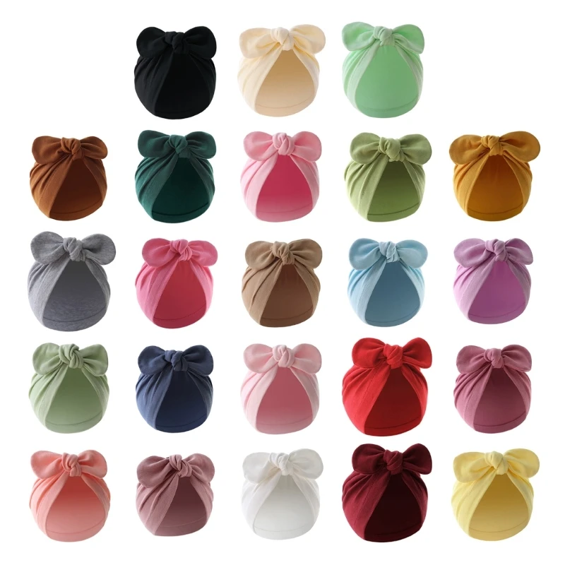 모자 인도 모자 통기성 병원 모자 큰 Bowknot 솔리드 컬러 비니 Windproof 토끼 귀 모자