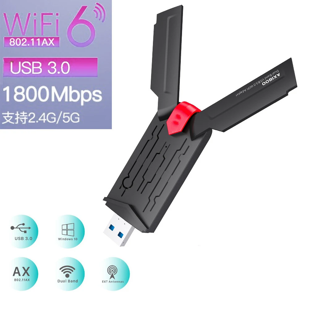 

Новый Wi-Fi 6 USB адаптер двухдиапазонный AX1800 2,4G 5 ГГц беспроводной Wi-Fi 6E AXE3000 Dongle сетевая карта USB 3,0 WiFi адаптер Win7 10 11