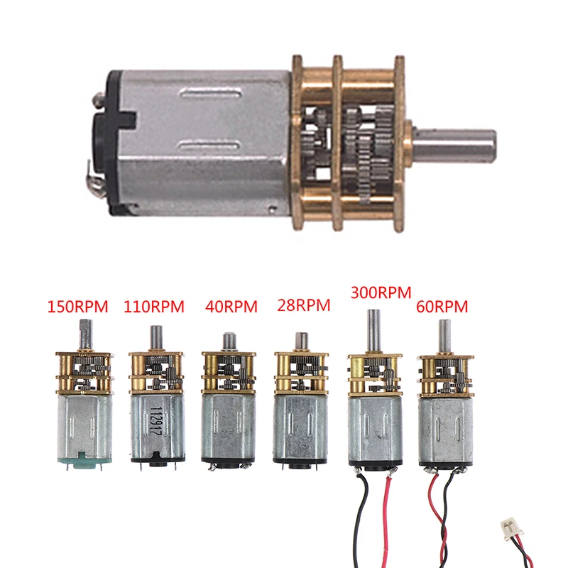 28RPM/40RPM/60RPM/300RPM Micro Mini N20 Gear Motor DC 5V Slow Speed Full Metal Gearbox Reducer Electric Motor DIY Toy