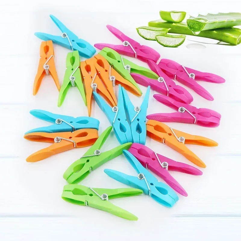Clothespins Hanging Pegs Clips Plastic Hangers Racks Laundry Clothes Pegs Clamps Towel Clips 24Pcs Home Storage Hooks