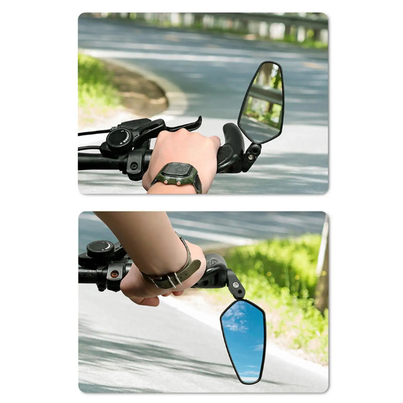사이클링 용 백미러 산악 도로 자전거 핸들 바 거울 1 쌍 광각 볼록 렌즈 360도 회전식 라이딩
