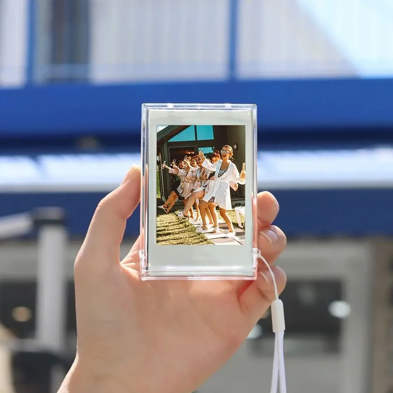 3 인치 필름 투명 사진 보관 상자 인스턴트 카메라 사진 케이스 Fujifilm Instax 미니 사진 케이스 스트랩이있는 휴대용 걸이