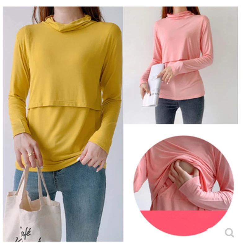 Spring Autumn Maternity Breastfeeding Clothes Long Sleeve Pregnancy Nursing Tops T Shirt Womens Feeding Blouses For Pregnant Mom lace maternity clothes nursing blouse shirt spring autumn casual pregnant women breastfeeding blouse shirt pregnancy clothing