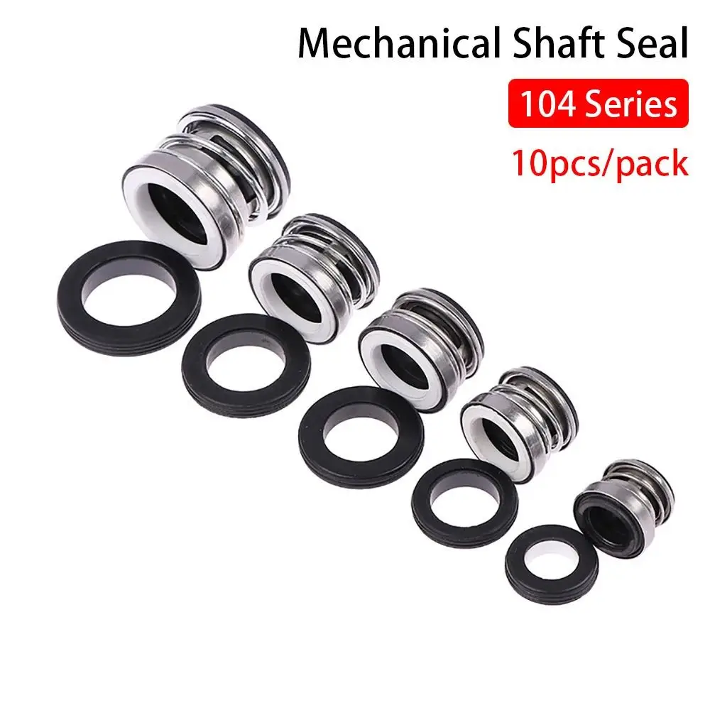 10Pcs/set Ceramic Graphite Mechanical Shaft Seal 12 15 18 20 25mm Rubber Water Pump Seal Ring CE/CA/NBR Spring 104 Series