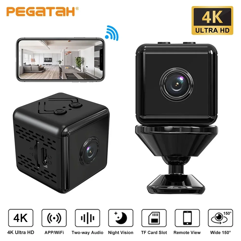PEGATAH Mini WIFI Camera 4K Full HD Home Security Camcorder Night Vision Micro Cam Motion Detection Video Remote Monitor