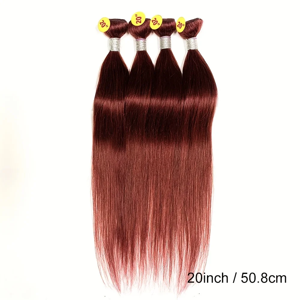 33# Auburn Reddish Brown Colored Bone Straight Bundles With Frontal Closure 4x4 Peruvian Lace Closure With Bundles Hair Weave