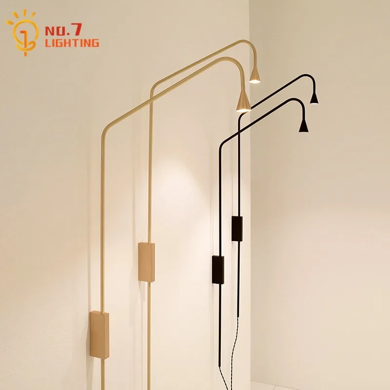 Spain Design Industrial Gold /Black Wall Lamp LED Adjustable Minimalist Wall Mounted Corridor Aisle Background Living Room Study 2